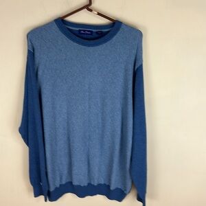 Alan Flusser Two -Tone Blue Argyle Cotton  Sweater Size XL